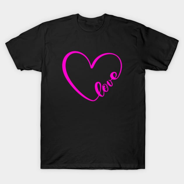 HOT Pink Heart Shape - Heart Art T-Shirt by SartorisArt1